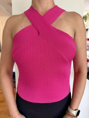 Magenta TopShop Cross Front Halter Top